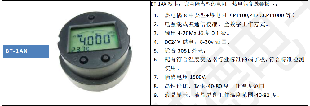 利諾德電子推出全隔離的熱電阻，熱電偶溫度變送器板卡。